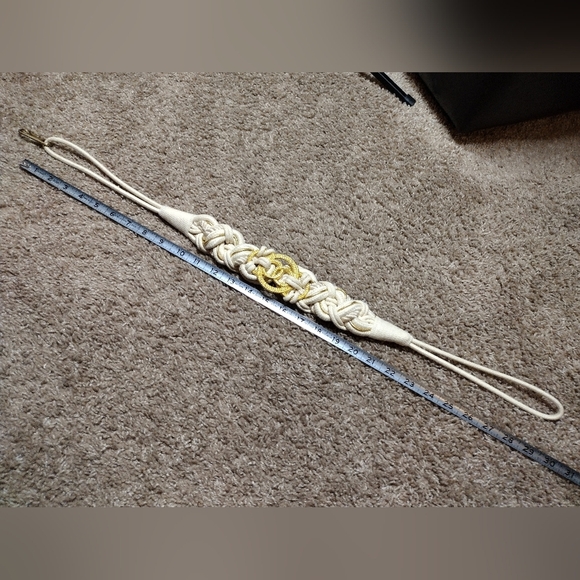 Vintage Cream and Gold Bungee Braided Cord Belt - Picture 8 of 8